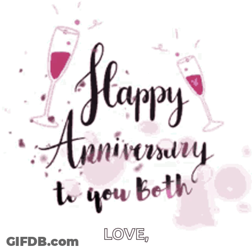 A Happy Anniversary To You Both Greeting Card With Wine Glasses . GIF