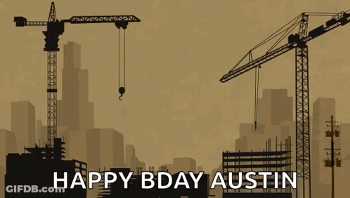 Happy Birthday Austin Greeting Card With Cranes GIF