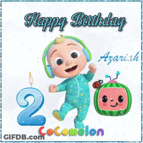 A Happy Birthday Card With A Baby And A Candle GIF