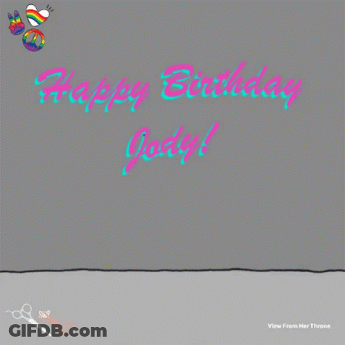 A Happy Birthday Card With A Cake And A Dog GIF