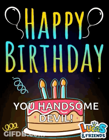 A Happy Birthday Card With A Cake And Candles On It . GIF