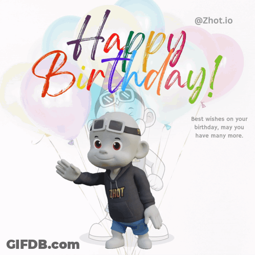 A Happy Birthday Card With A Cartoon Character GIF