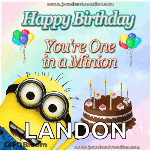 A Happy Birthday Card With A Minion And A Birthday Cake GIF
