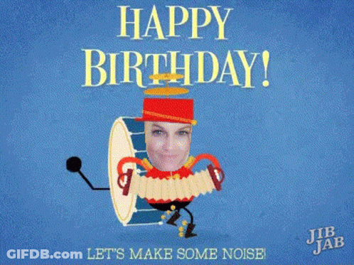 A Happy Birthday Card With A Picture Of A Woman On It GIF