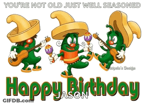 A Happy Birthday Card With Three Pickles Playing Guitars GIF