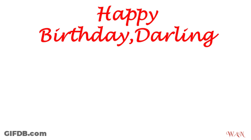 A Happy Birthday Darling Card With A Red Heart And A Rose GIF