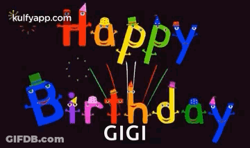 A Happy Birthday Gigi Animated Greeting Card With Colorful Letters GIF