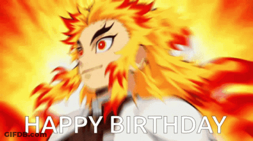 A Happy Birthday Greeting Card With A Cartoon Character GIF