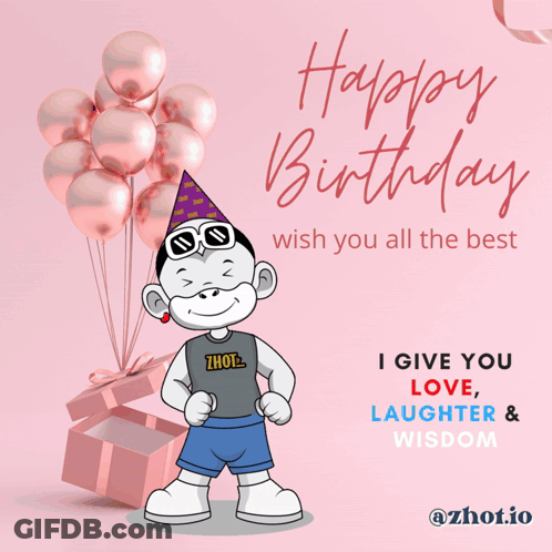 Happy Birthday Card With Cartoon Character GIF