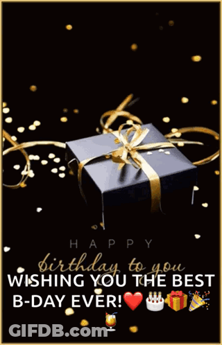 Birthday Greeting Card With Gift Box And Confetti GIF