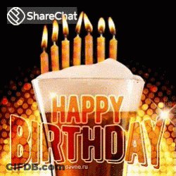 A Happy Birthday Greeting Card With A Glass Of Beer And Lit Candles GIF