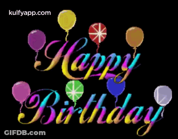 A Happy Birthday Greeting Card With Colorful Balloons GIF
