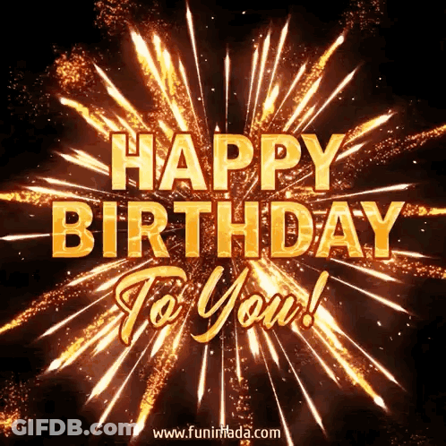 Happy Birthday Card With Fireworks GIF
