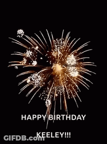 A Happy Birthday Greeting Card With Fireworks Exploding In The Sky GIF