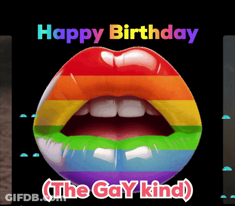 A Happy Birthday Greeting With A Rainbow Lip GIF