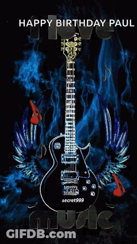 A Happy Birthday Paul Greeting With A Guitar GIF