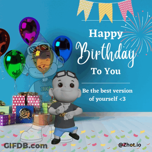 A Happy Birthday To You Greeting Card With A Cartoon Character GIF