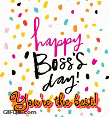 A Happy Boss 'S Day Card With Colorful Confetti GIF