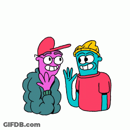 A Happy Brothers Day Greeting Card With Two Cartoon Characters Giving Each Other A High Five GIF