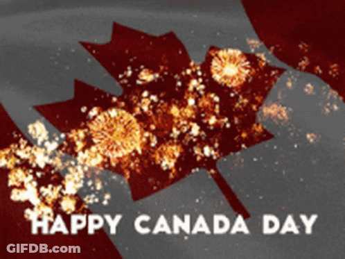 A Happy Canada Day Greeting Card With A Maple Leaf GIF