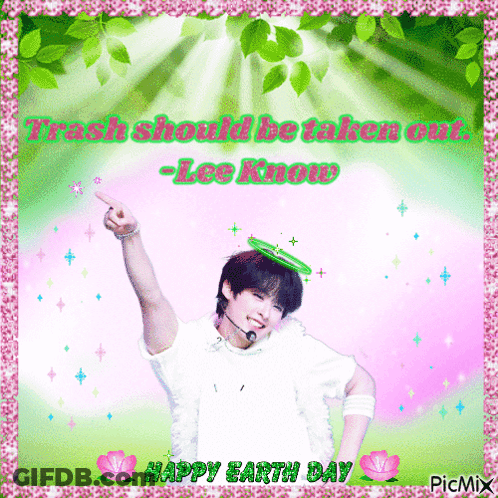 A Happy Earth Day Card With A Picture Of A Boy GIF