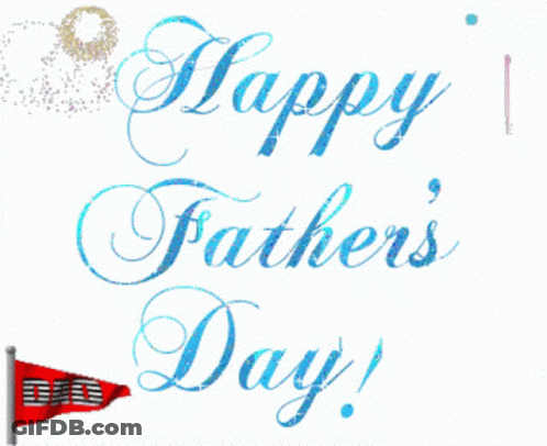 A Happy Father 'S Day Card With A Red Flag In The Background GIF