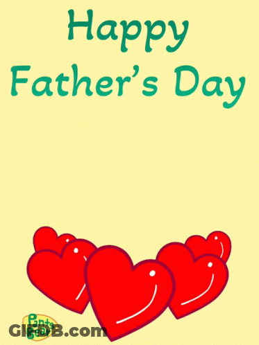 A Happy Father 'S Day Greeting Card With A Cartoon Bear Surrounded By Red Hearts GIF