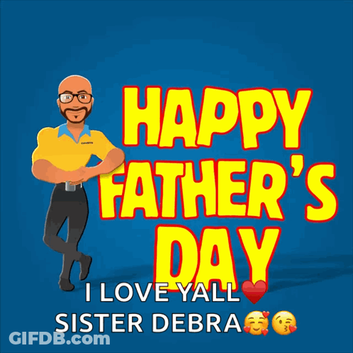 A Happy Father 'S Day Greeting Card With A Cartoon Character GIF