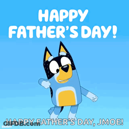 A Happy Father 'S Day Greeting Card With A Cartoon Dog GIF