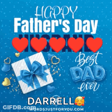 A Happy Father 'S Day Greeting Card With A Gift And Hearts GIF