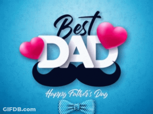 A Happy Father 'S Day Greeting Card With A Mustache And Bow Tie GIF