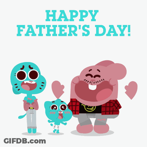 A Happy Father 'S Day Greeting Card With Gumball And A Bunny GIF