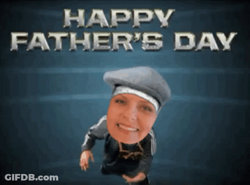 A Happy Father 'S Day Greeting With A Woman 'S Face On It GIF
