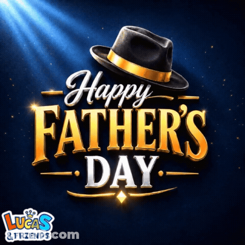 A Happy Father 'S Day Sign With A Black Hat GIF