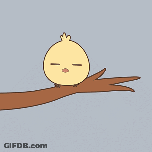 A Happy First Day Of Spring Greeting Card With A Chick On A Tree Branch GIF