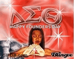 A Happy Founders Day Greeting Card With A Woman And Elephants On It . GIF