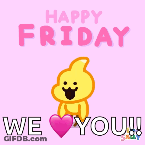 A Happy Friday Greeting Card With A Cartoon Character GIF