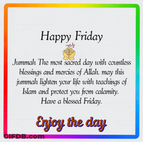 A Happy Friday Greeting Card With A Colorful Border GIF