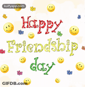 A Happy Friendship Day Greeting Card With Smiley Faces GIF