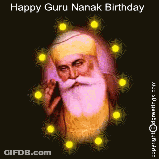 A Happy Guru Nanak Birthday Greeting Card With A Man With A Beard GIF