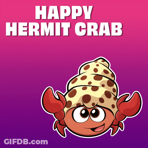 A Happy Hermit Crab With A Polka Dot Shell On Its Head GIF