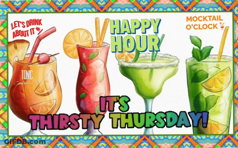 A Happy Hour Sign That Says It 'S Thursday GIF