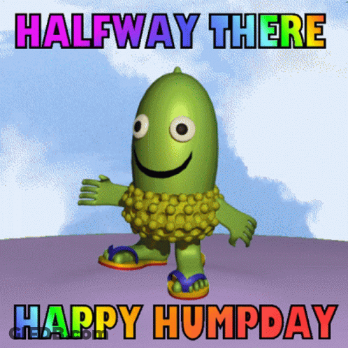 A Happy Humpday Greeting With A Cartoon Character GIF