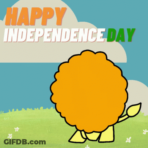 A Happy Independence Day Greeting Card With A Lion GIF