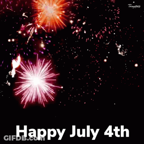 A Happy July 4Th Greeting Card With Fireworks GIF