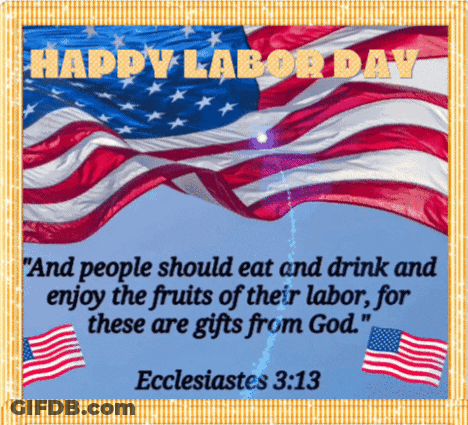 A Happy Labor Day Greeting Card With An American Flag GIF