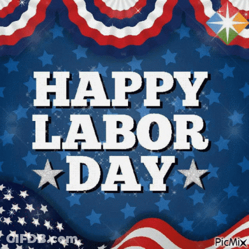 A Happy Labor Day Greeting Card With An American Flag GIF