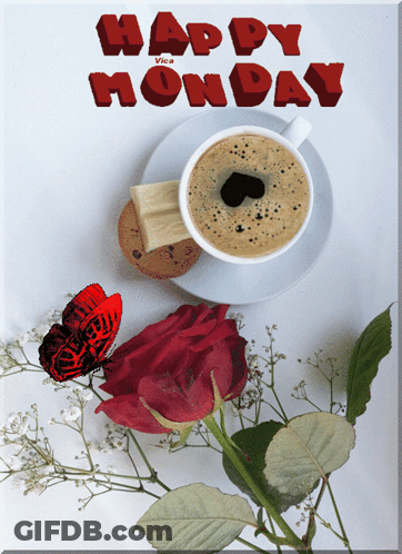 A Happy Monday Greeting With A Cup Of Coffee GIF