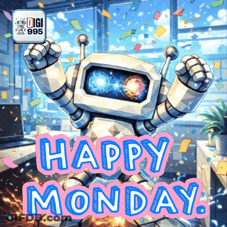 A Happy Monday Greeting With A Robot GIF