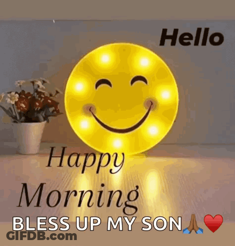 A Happy Morning Bless Up My Son Greeting Card With A Smiley Face On It GIF